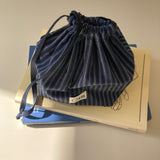 Clam string pouch _ Navy stripe