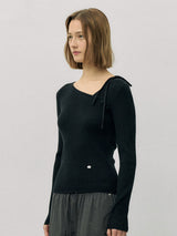 CUT OUT RIBBON KNIT BLACK