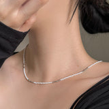 [2 color] mini bead crystal necklace choker / simple daily black white