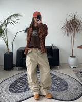 Tona Wrinkle Crop Check Shirt