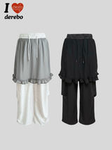 シフォンラップレイヤードバンディングパンツ