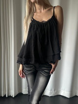 Lace shirring blouse(2color