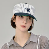 Leaf VZ Monogram Stripe Pillbox Cap / Navy