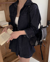 Nas denim shirt & skirt set