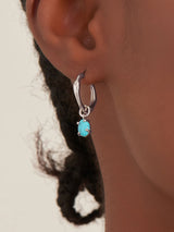 Wave Turquoise Hoop 925 Silver Earring E044-05H