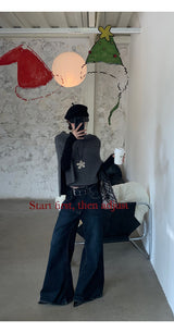 Trend Belt Wide Bootcut Denim Pants