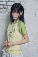 ループ ハート ユニコーン ラグラン スリムフィット ショートスリーブ Tシャツ