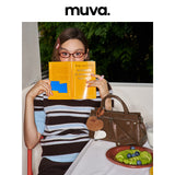 muva. Flip‑Over Bag, Elegant Outdoor Mini Tote, Oil‑Wax Genuine‑Leather Niche Retro Fashion Purse for Women, New Arrival Jul 10