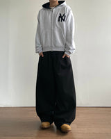 NY Crop Embroidered Zip-Up Hoodie