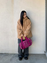 Syasdeulo Quilted Boucle Hood Half Coat Jacket