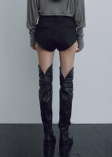 ROUGH-CUT SHORTS, COTTON BLACK