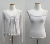 [Sleeveless SET] Sweetie Ribbon Lace Cardigan Set
