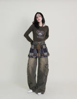 Kibet Heart Vintage Printed Long Sleeve T-Shirt