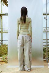 Hole Strap Knit Top (GREEN)