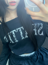 HIP PRINTING LETTERING WIDE PANTS 💟💙🩶4COLOR