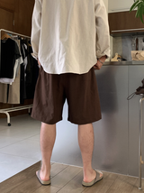 [ LOOKPLE x LEBELMENT ] クールピンタックリネンワイドショーツ