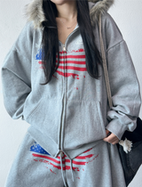 Balloon May Set-Up Available Fleece Printed Tattoo Embroidery Balloon Zip-Up 🩶✨ 2 COLORS