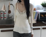 Satin Lace Sleeveless Top (2 colors)