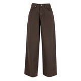 Faded Wash Wide Pants Brown