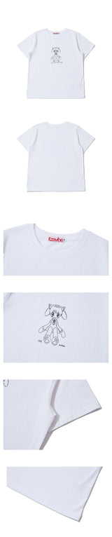 キャットガールスリムTシャツ - ホワイト