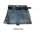 [Belt set] Rosie Denim Wrap Skirt Pants