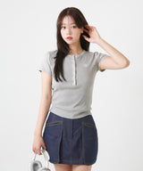 HALF OPEN LOGO HALF T-SHIRT [3color]