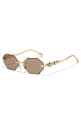 Elegant Rimless Rhinestone Polygon Sunglasses