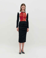 Draped Long Skirt _ BLACK