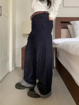 Penny Red Stitch Raw Wide Denim Pants