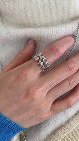 [Influencer]Star@Star@Star open silver ring