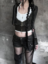 vintage washed slim hood zip-up