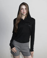 Stars Slim Fit Hooded Long Sleeve Black