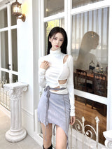 1080. Cut out leather strap mini sk (2color)