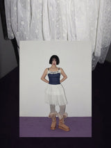 DOT MESH LAYERED CAN CAN SKIRT (IVORY)