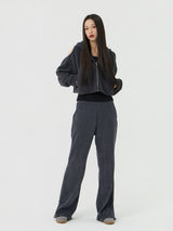 Knit cut detail bootcut Pants, Charcoal