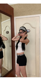 White Ribbon High Short Pants