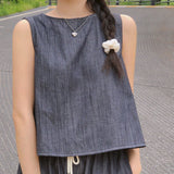 Amang Linen Denim Sleeveless Shirt