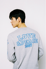 ラブ&ピース長袖Tシャツ - グレー