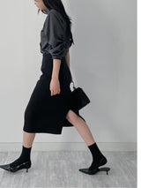 Satin Tie V-Neck Blouse