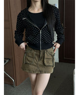 Slim dot hood zip up(2color)