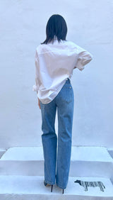 4TH REORDER LOOSE STRAIGHT FIT BLUE DENIM PANTS code 18100