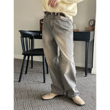 [Unisex] グレーチンウォッシングデニムパンツ