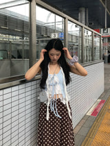Lovesome Lace Frill Ribbon Sleeveless Top