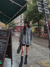 Snow denim patch sweatshirt