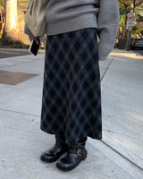 [ORIGINAL] Nouve Check Long Wool Skirt