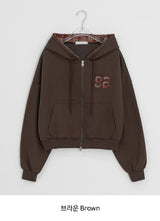 Ginpo Brushed Two-Way Check Color Matching Hood Zip-Up