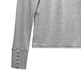 プレミアボタンVネック長袖Tシャツ