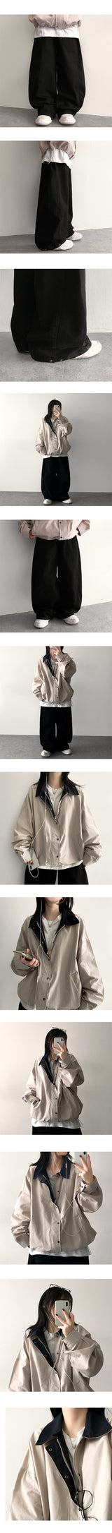 ロペルヘムスナップサイドピンタックコットンワイドパンツ
