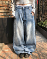 [MADE] Nilon Panel Rivet Wide Denim Pants