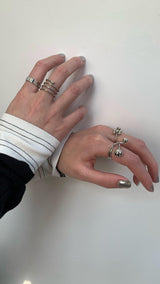 Silver balls layered 4ring SET